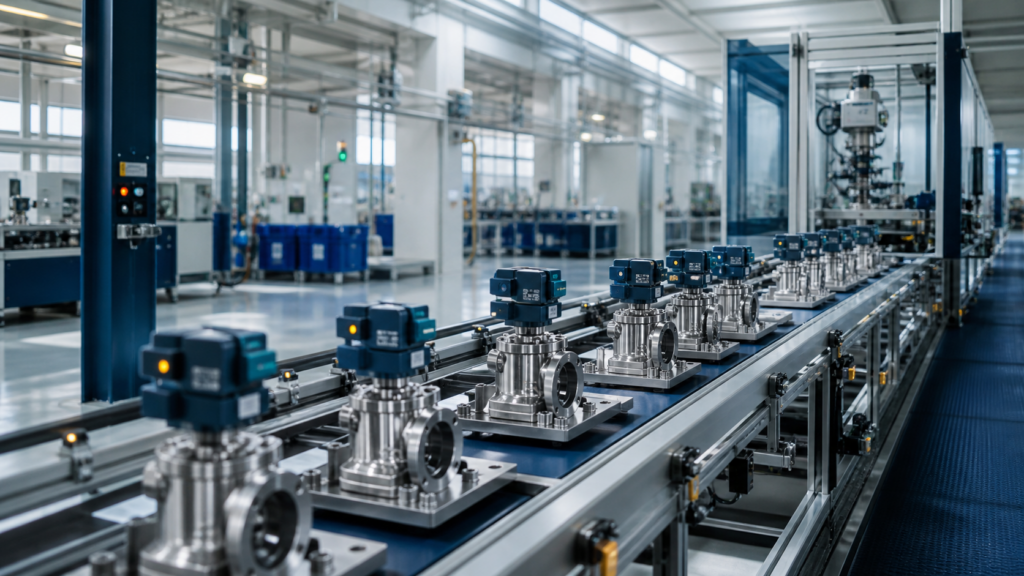 Automated assembly line for industrial water control equipment
