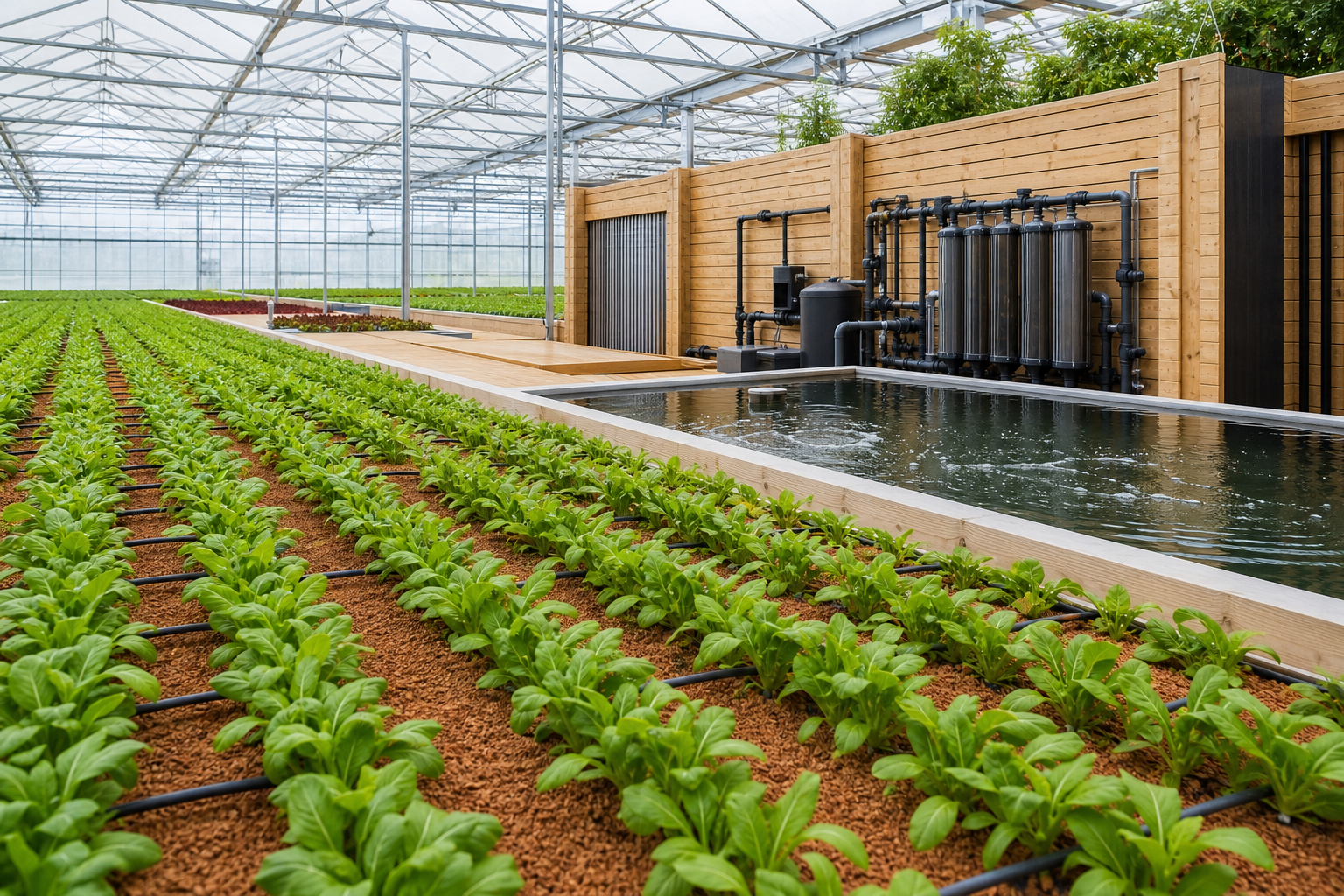 Closed-loop water recycling system inside a greenhouse