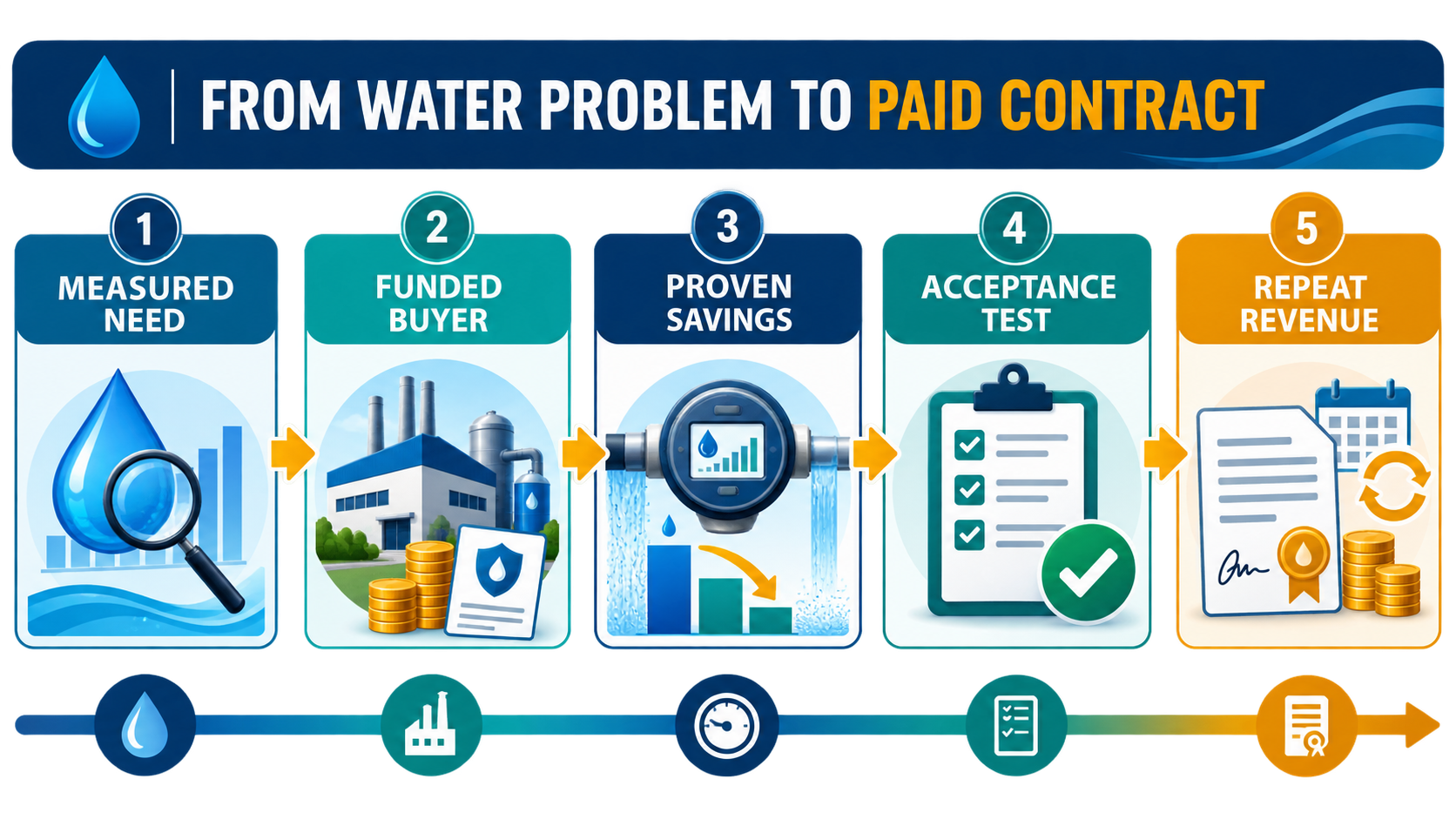 Diagram linking water problem to a paid customer contract