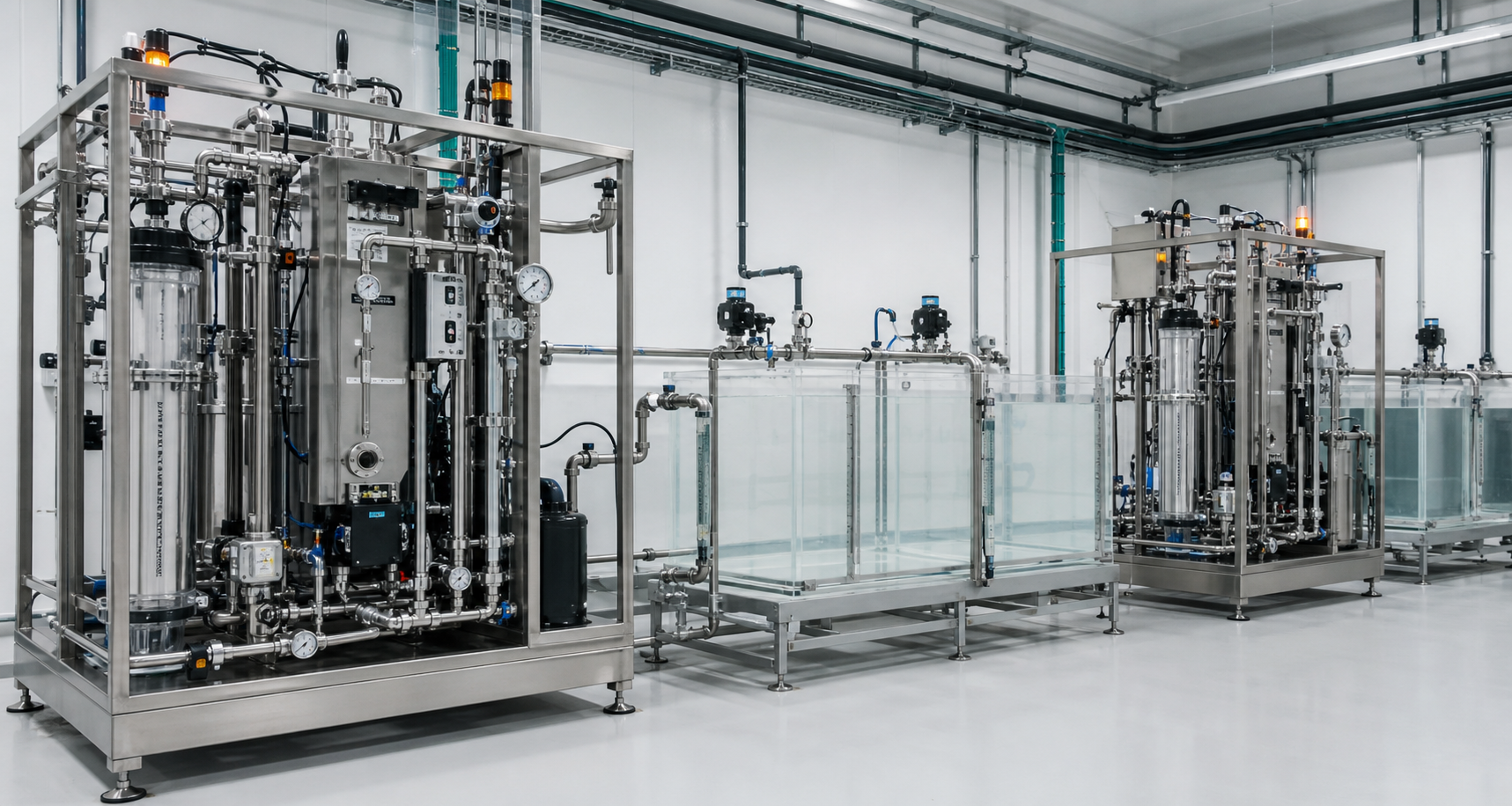 Industrial water equipment undergoing automated performance testing