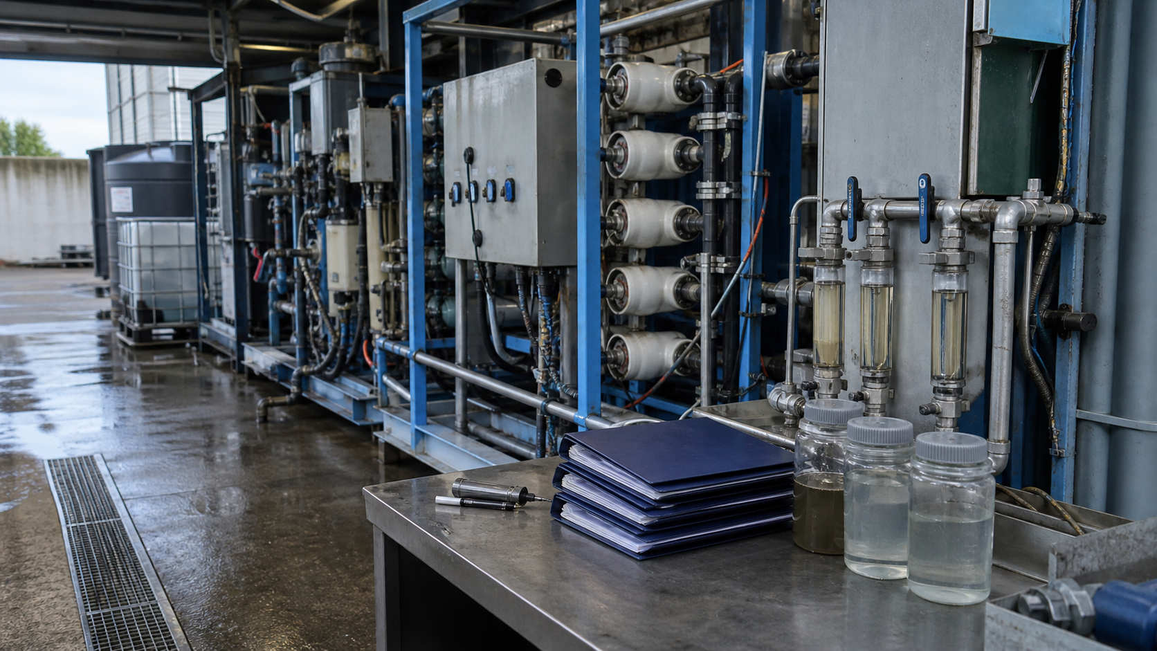 Modular water treatment skids with sampling and maintenance access