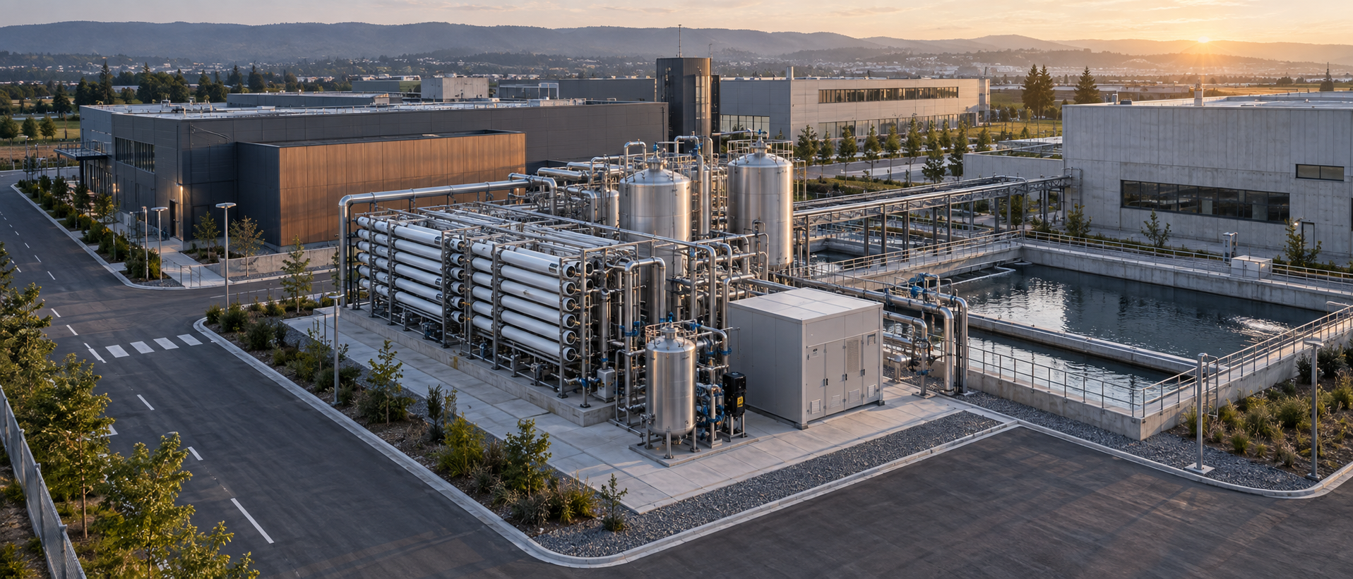 Modular membrane treatment plant integrated into a European industrial campus