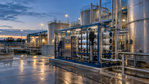 Modular water-reuse treatment equipment at an industrial facility
