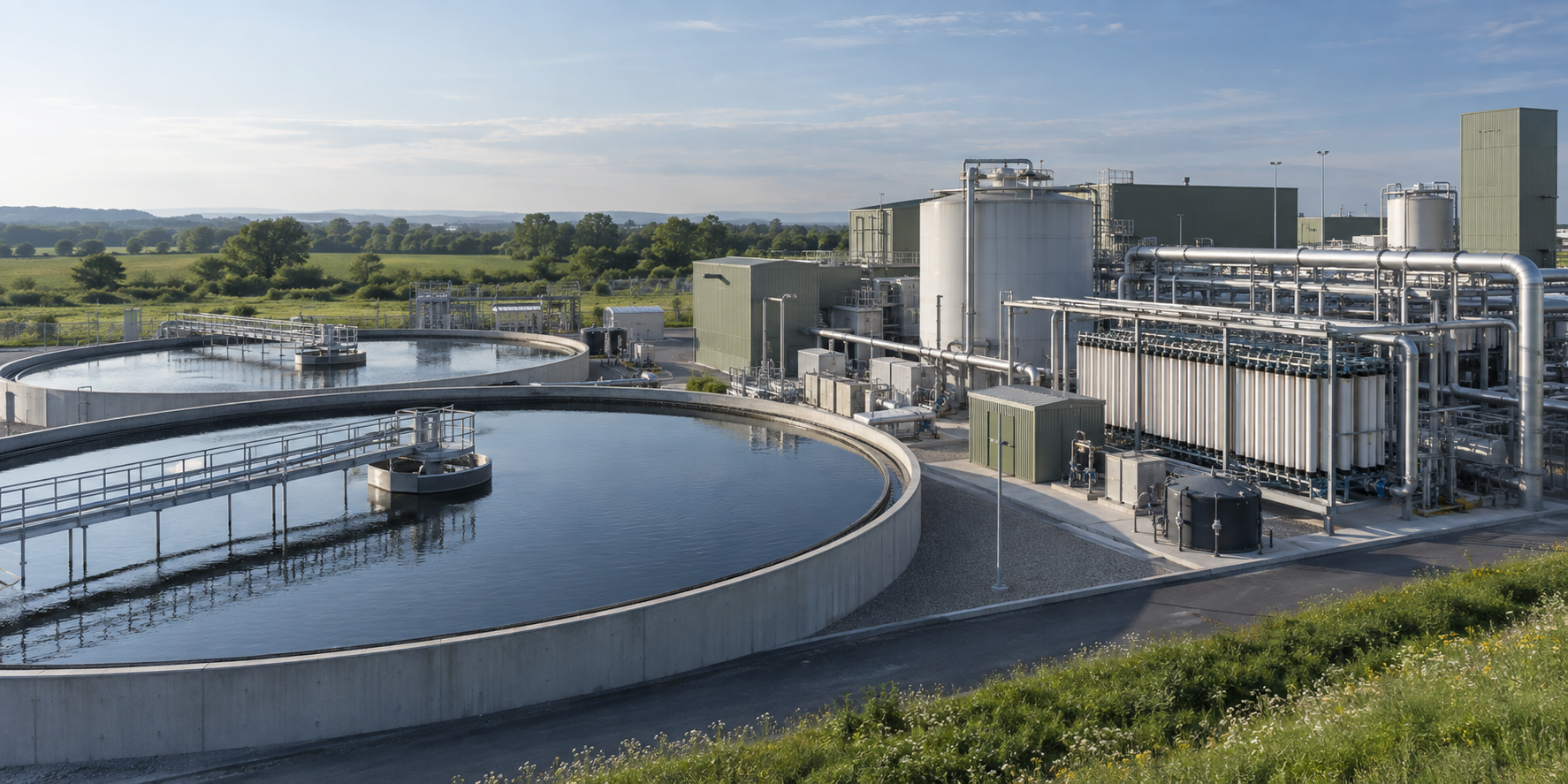 Modern wastewater treatment and resource recovery facility at an industrial site
