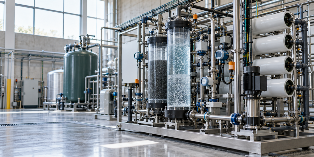 Modular water-treatment pilot system with membrane vessels and monitoring sensors
